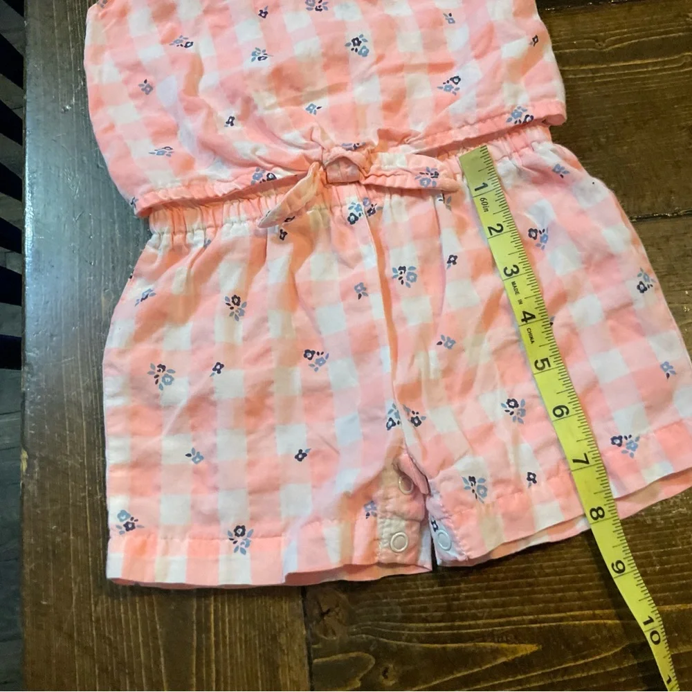 Carter's Pink and White Jumpsuit with Ruffled Sleeves